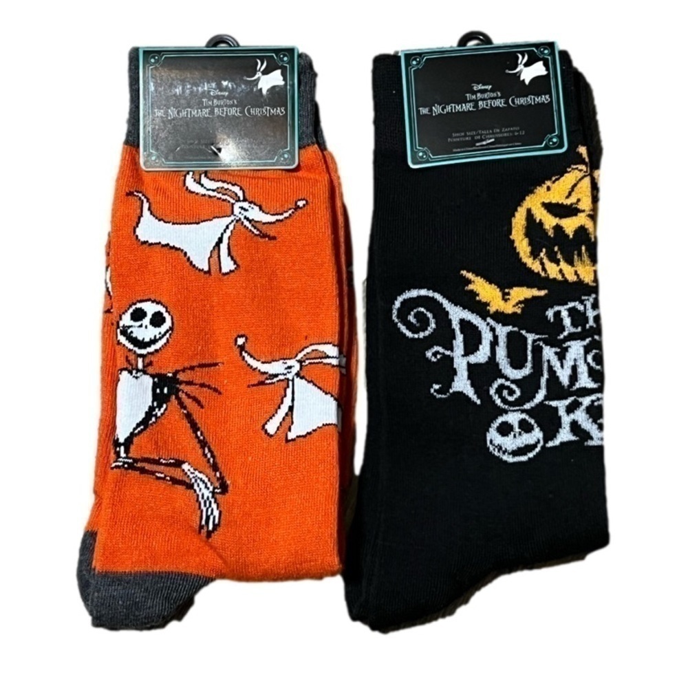 Disneys Tim Burtons The Nightmare Before Christmas Crew Socks 2 Pair New (6-12)